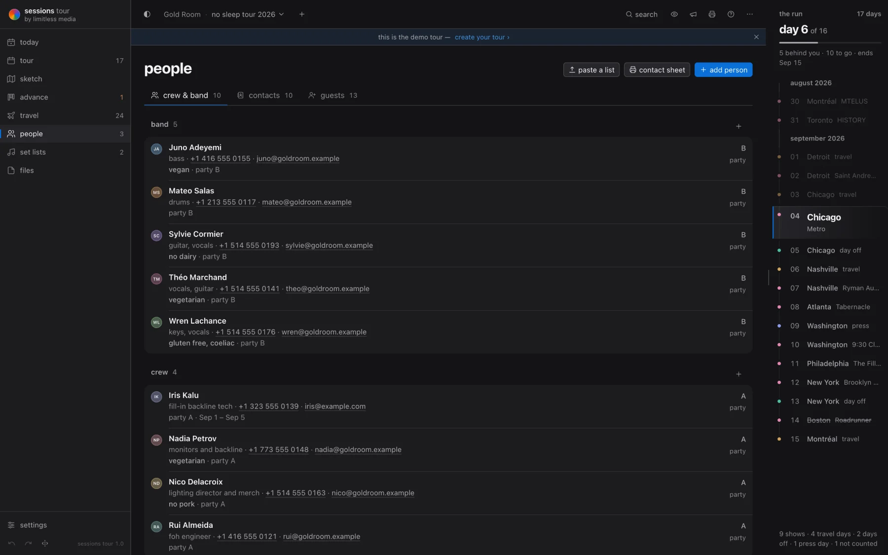 people &mdash; crew, contacts, guests