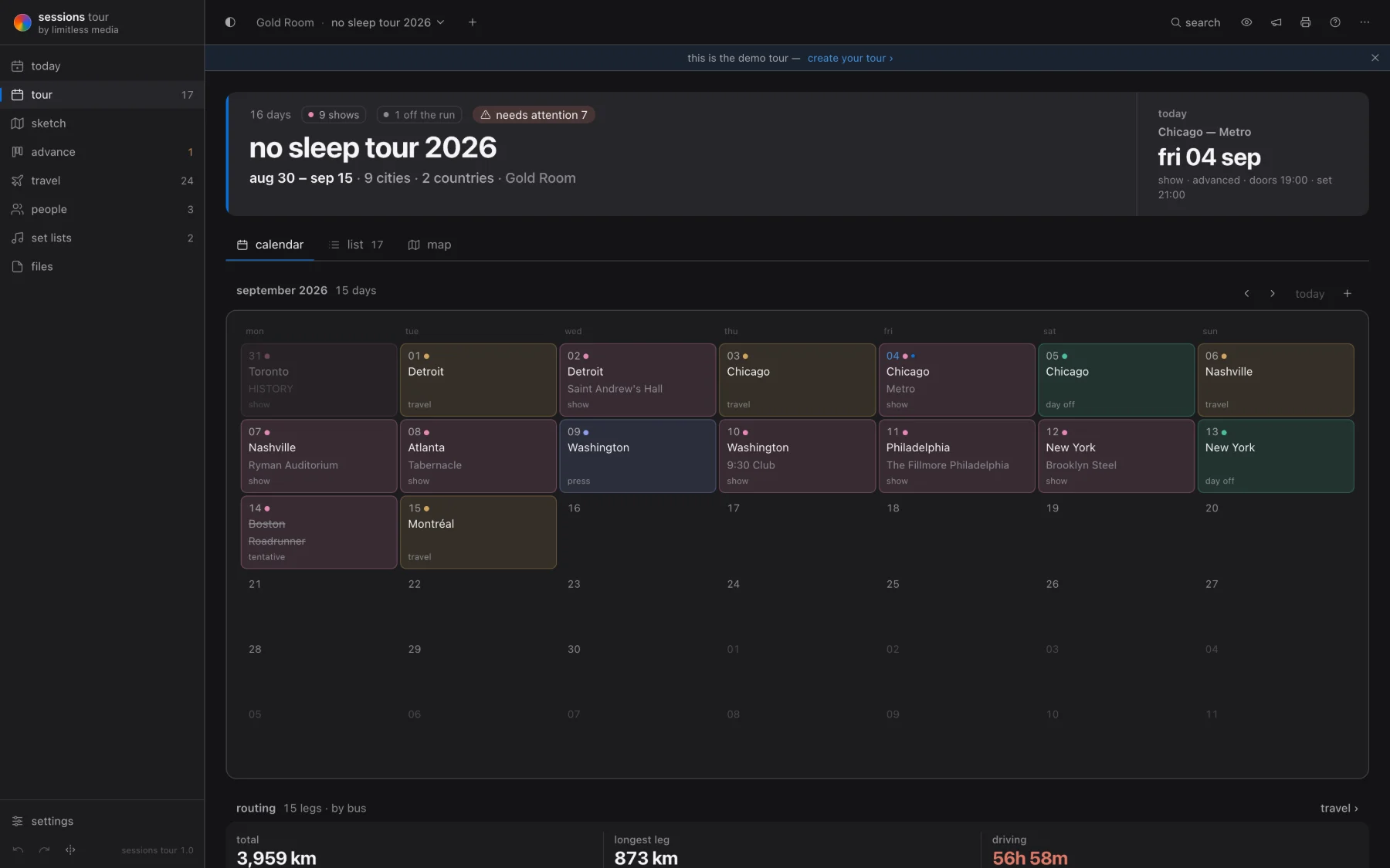 the run, as a calendar